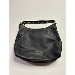 Michael Kors Aria Damson Studded Hobo/Crossbody  Bag Black /Gold  11x12" Classy